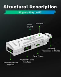 Joso AX200 Egér és Billentyűzet Adapter PC-hez - Gombkiosztás, Célzássegítés, Visszarúgás Kontroll, FPS/TPS Játékokhoz, APEX, COD Kompatibil 2