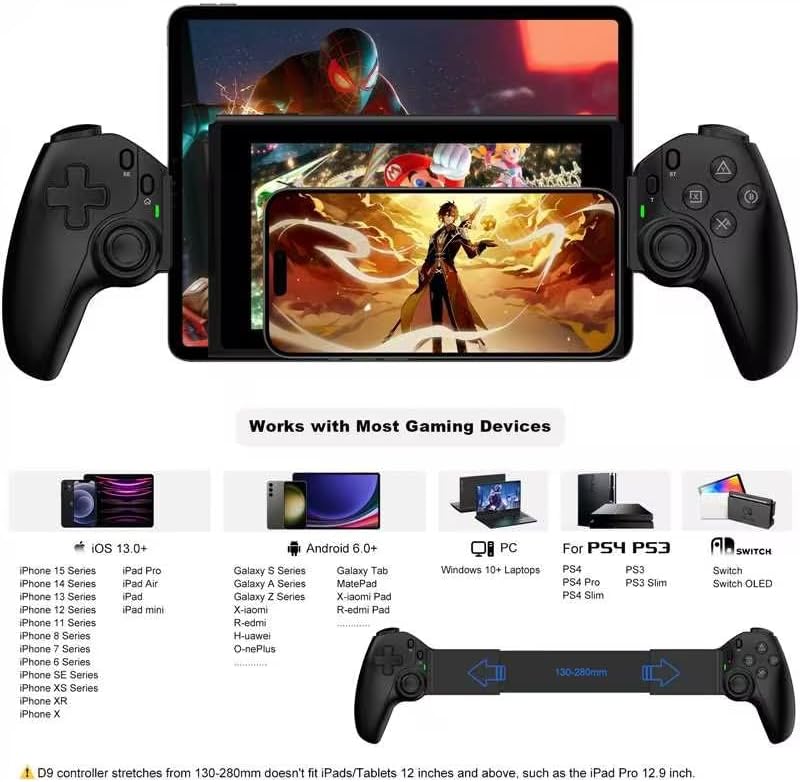 Joso D9 Wireless Gamepad iPhone iPad Android PC Switch PS4 Programozható Gomb Hall Joystick