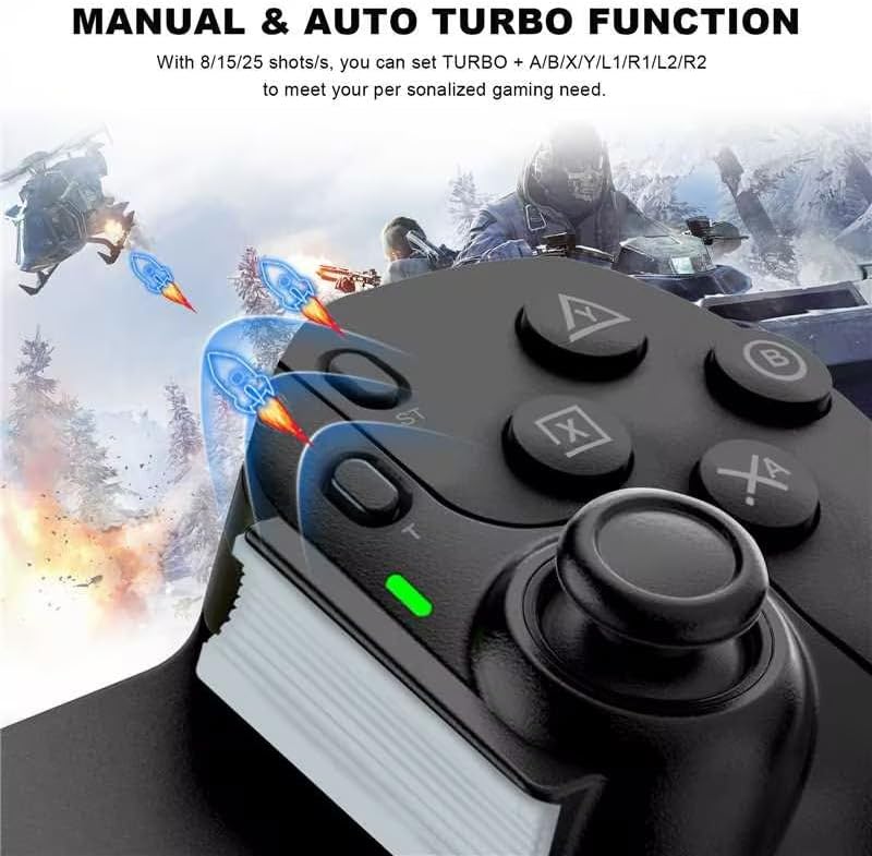 Joso D9 Wireless Gamepad iPhone iPad Android PC Switch PS4 Programozható Gomb Hall Joystick