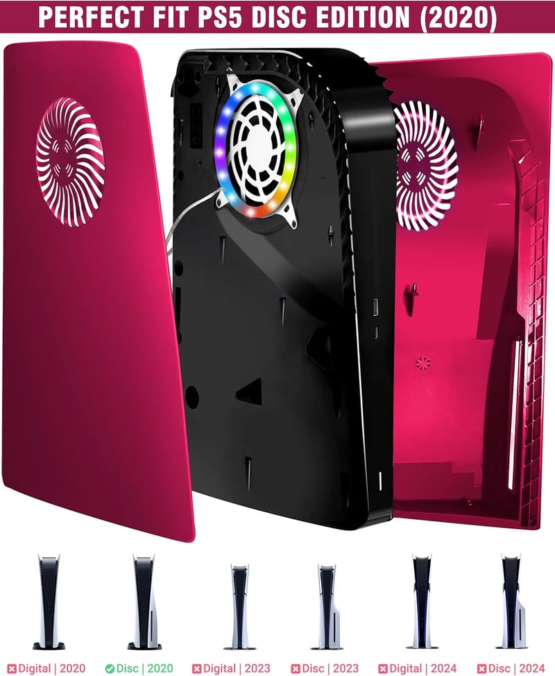 Joso PS5 Disc Faceplate RGB LED világítással, 8 szín, 400+ effekt, porálló