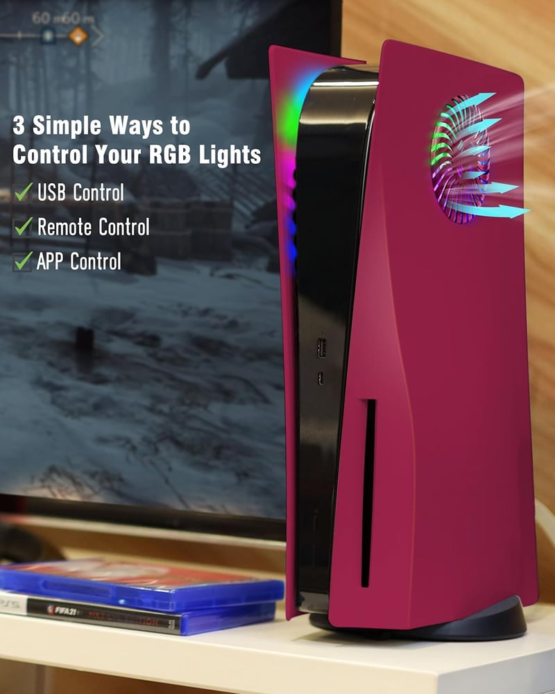 Joso PS5 Disc Faceplate RGB LED világítással, 8 szín, 400+ effekt, porálló