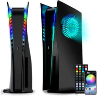 Joso RGB LED Világítós Előlap PS5 Disc Konzolhoz - ABS Karcálló Burkolat Hűtőnyílásokkal, 8 Színű 400+ Fényeffekt, Zenére Szinkronizáló, Táv 1