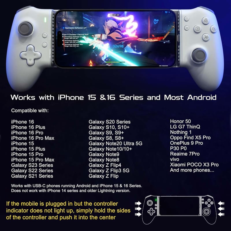 Joso USB-C Mobilgamepad iPhone 16/15 és Android - PS5/PS4/Xbox/PC vezérlő