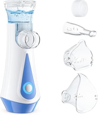 JOSSIS Ultrahalk Inhalátor Felnőtteknek és Gyermekeknek - 1-5µm Részecskeméret, Állítható Porlasztás, Újratölthető, Kék 1