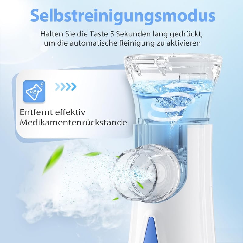 JOSSIS Ultrahalk Inhalátor Felnőtteknek és Gyermekeknek - 1-5µm Részecskeméret, Állítható Porlasztás, Újratölthető, Kék