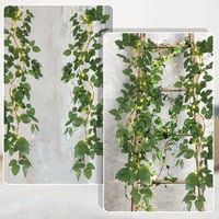 Ghirlandă cu iederă artificială Jostift cu șir luminos LED, verde, 3 m, cu 20 de clipsuri de fixare, set de 2 decorațiuni de perete, pentru balcon, nuntă, petrecere 2
