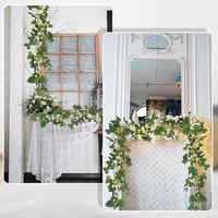 Ghirlandă cu iederă artificială Jostift cu șir luminos LED, verde, 3 m, cu 20 de clipsuri de fixare, set de 2 decorațiuni de perete, pentru balcon, nuntă, petrecere 4