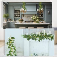 Ghirlandă cu iederă artificială Jostift cu șir luminos LED, verde, 3 m, cu 20 de clipsuri de fixare, set de 2 decorațiuni de perete, pentru balcon, nuntă, petrecere 7