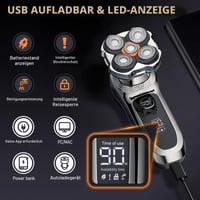 Aparat de ras electric Journeyside 6 în 1 pentru bărbați, cu cap magnetic 5D, tuns păr nazal, utilizare umedă și uscată, încărcare Type-C, afișaj LED, IPX6 3