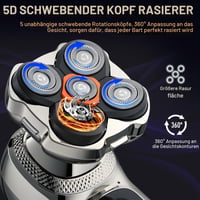 Aparat de ras electric Journeyside 6 în 1 pentru bărbați, cu cap magnetic 5D, tuns păr nazal, utilizare umedă și uscată, încărcare Type-C, afișaj LED, IPX6 2