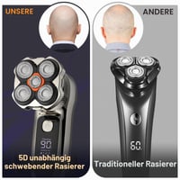 Aparat de ras electric Journeyside 6 în 1 pentru bărbați, cu cap magnetic 5D, tuns păr nazal, utilizare umedă și uscată, încărcare Type-C, afișaj LED, IPX6 7