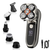 Aparat de ras electric Journeyside 6 în 1 pentru bărbați, cu cap magnetic 5D, tuns păr nazal, utilizare umedă și uscată, încărcare Type-C, afișaj LED, IPX6 1