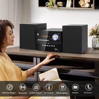 JOVELL kompakt hifi sztereó rendszer 3 részes hangfalakkal, CD DVD lejátszó, Bluetooth 30 W, FM rádió, USB AUX mikrofon RCA kimenet 2