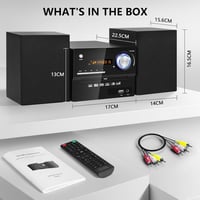 JOVELL kompakt hifi sztereó rendszer 3 részes hangfalakkal, CD DVD lejátszó, Bluetooth 30 W, FM rádió, USB AUX mikrofon RCA kimenet 8