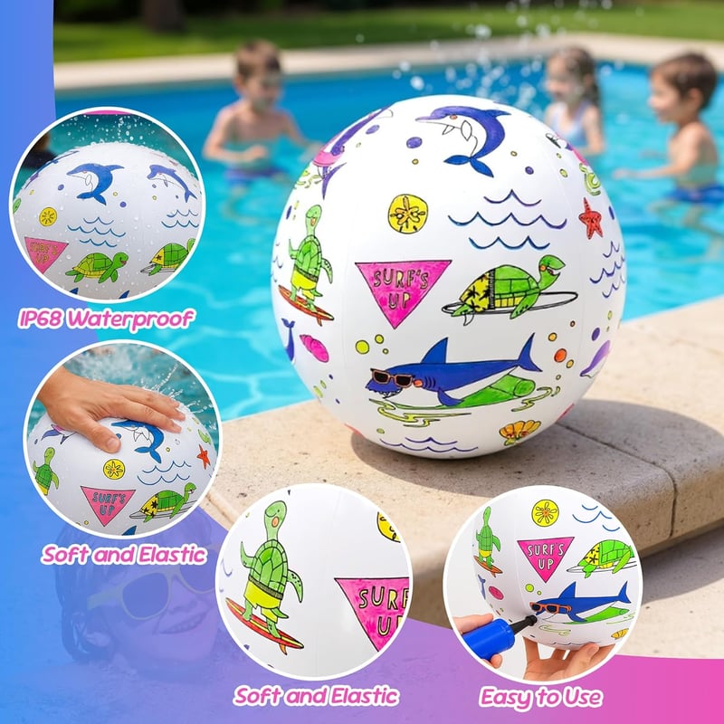 JOY SPOT! 3 db felfújható vízilabda festőszett, 40,6 cm strandball 12 filctollal
