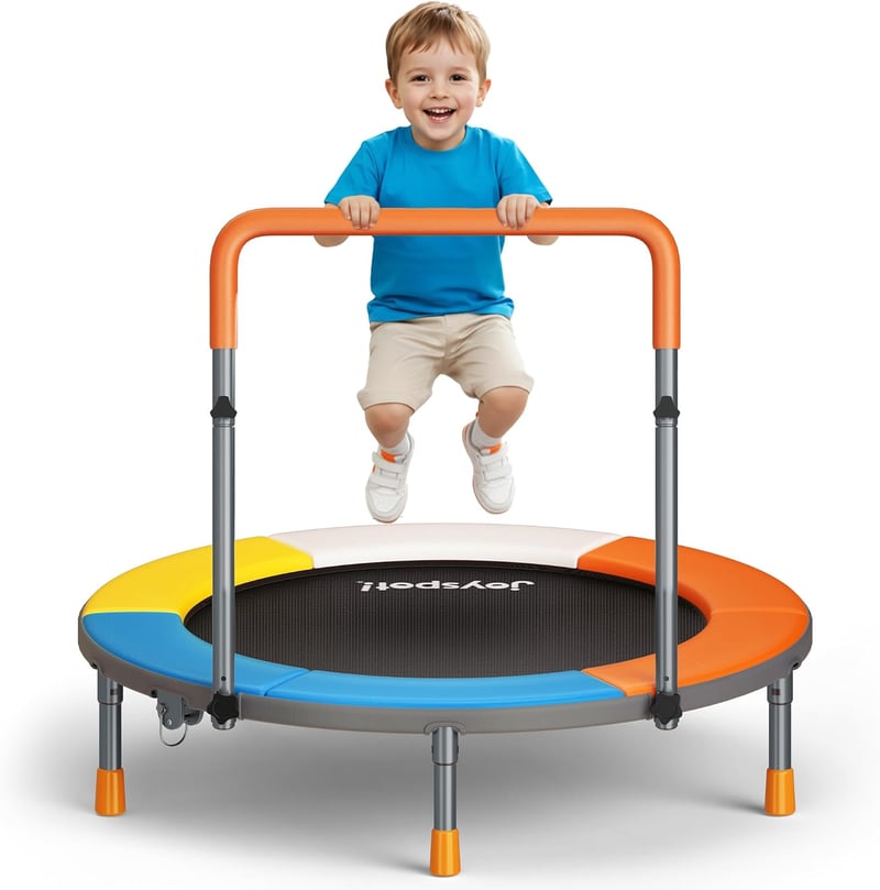 JOY SPOT! Gyermek ugrálótrambulin 91 cm összecsukható állítható kapaszkodó beltéri kültéri max 68 kg 3 7 év