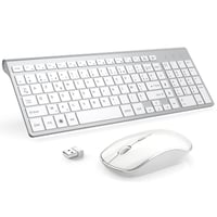 Bezdrôtová súprava klávesnice a myši Joyaccess 2,4 GHz (QWERTY) – bielo-strieborná 1