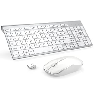Joyaccess 2,4 GHz bežični set tipkovnice i miša (QWERTY) - bijelo-srebrni
