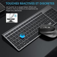 JOYACCESS 2.4GHz Vezeték nélküli AZERTY Billentyűzet Ergonomikus Szürke-Fekete - grey/black 5