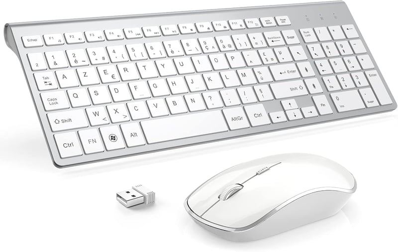 Joyaccess 2.4GHz Wireless Billentyűzet AZERTY Ergonomikus Fehér