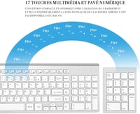 Joyaccess 2.4GHz Wireless Billentyűzet AZERTY Ergonomikus Fehér 8