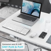 Joyaccess 2.4GHz Wireless Billentyűzet AZERTY Ergonomikus Fehér 2