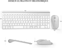 Joyaccess 2.4GHz Wireless Billentyűzet AZERTY Ergonomikus Fehér 4