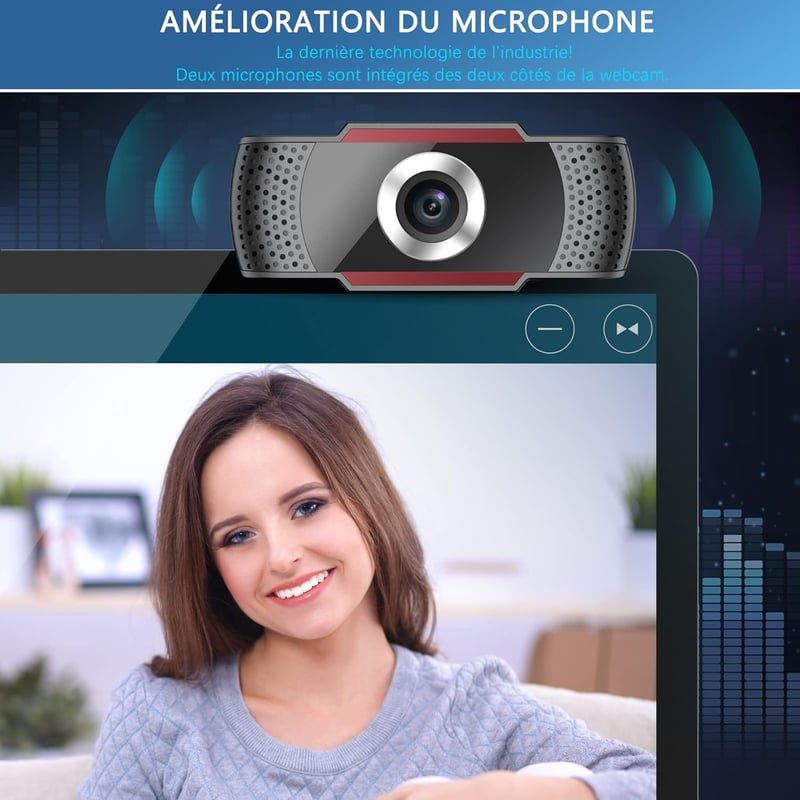 JOYACCESS Full HD 1080P Webkamera Mikrofon, 105° Látómező, Autofókusz