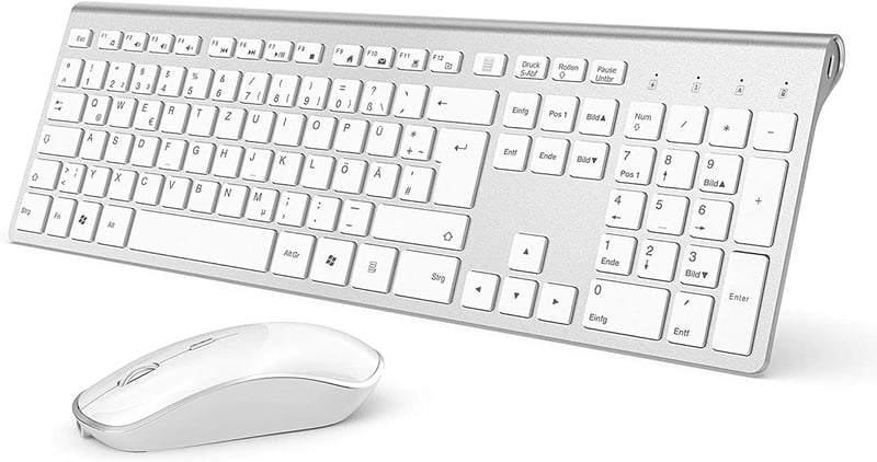JOYACCESS Vezeték Nélküli Billentyűzet Egér Szett, 500 mAh Újratölthető Akkumulátor, 2.4G Ultravékony Numerikus Billentyűzet PC Laptop