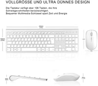 JOYACCESS Vezeték Nélküli Billentyűzet Egér Szett, 500 mAh Újratölthető Akkumulátor, 2.4G Ultravékony Numerikus Billentyűzet PC Laptop 3