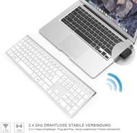 JOYACCESS Vezeték Nélküli Billentyűzet Egér Szett, 500 mAh Újratölthető Akkumulátor, 2.4G Ultravékony Numerikus Billentyűzet PC Laptop 4