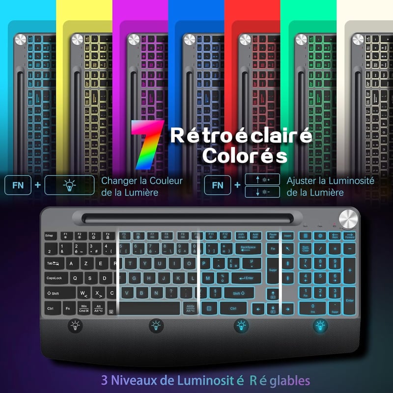 JOYACCESS Vezeték nélküli egér és billentyűzet szett háttérvilágítással, telefontartóval, csuklótámasszal