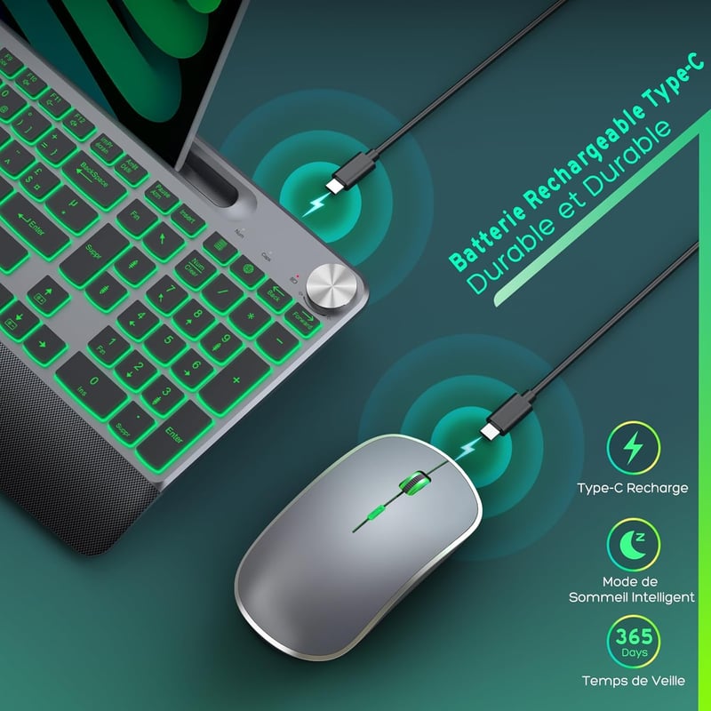 JOYACCESS Vezeték nélküli egér és billentyűzet szett háttérvilágítással, telefontartóval, csuklótámasszal