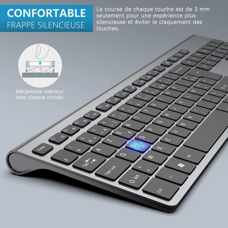 JOYACCESS Wireless Billentyűzet és Egér Szett 2400 DPI Ultravékony PC Notebook TV