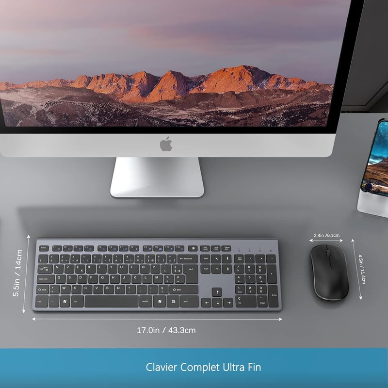 JOYACCESS Wireless Billentyűzet és Egér Szett 2400 DPI Ultravékony PC Notebook TV