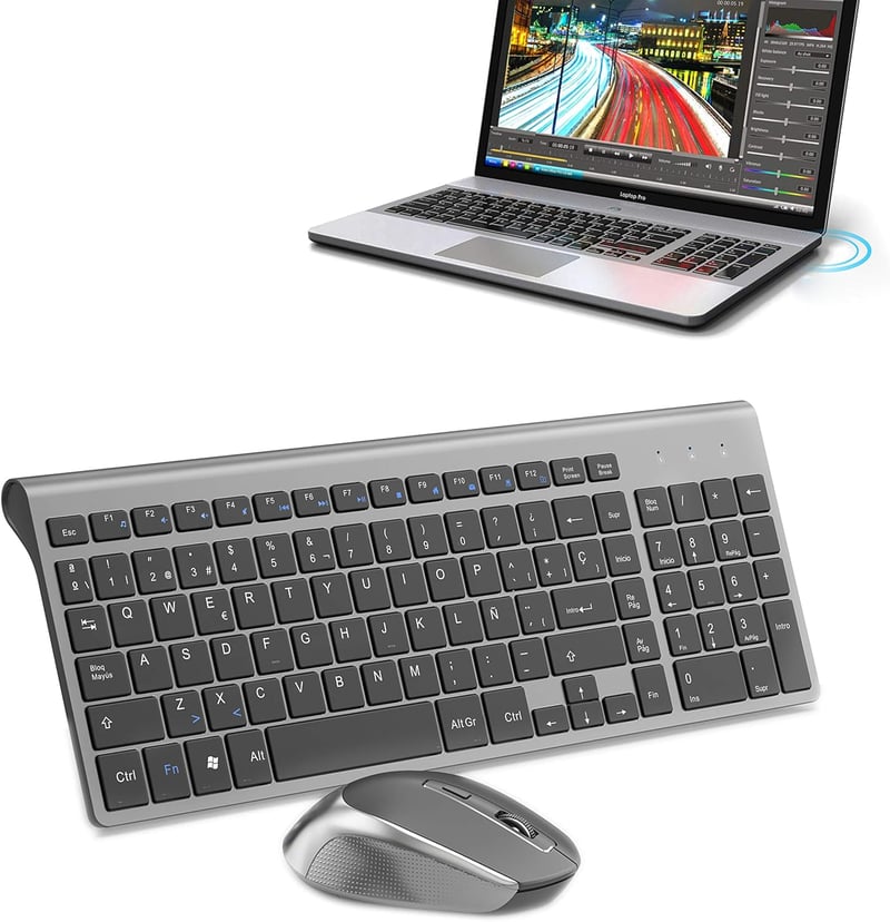 JOYACCESS Wireless billentyűzet és egér szett, ergonomikus, 2400DPI, PC laptop