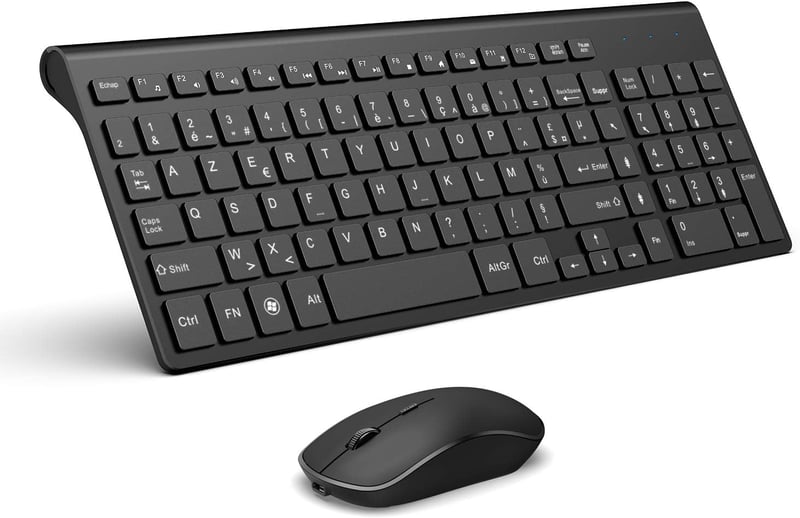 JOYACCESS Wireless Billentyűzet és Egér Szett, Ergonomikus, Hordozható, 2400 DPI, Fekete