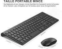 JOYACCESS Wireless Billentyűzet és Egér Szett, Ergonomikus, Hordozható, 2400 DPI, Fekete 6