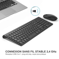 JOYACCESS Wireless Billentyűzet és Egér Szett, Ergonomikus, Hordozható, 2400 DPI, Fekete 3