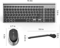 JOYACCESS Wireless Egér és Billentyűzet Szett Numerikus Billentyűzettel Ergonomikus Fekete 3