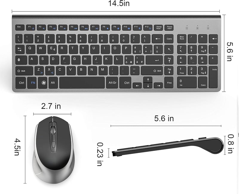 JOYACCESS Wireless Egér és Billentyűzet Szett Numerikus Billentyűzettel Ergonomikus Fekete