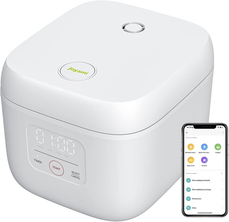 JOYAMI Mini Rizsfőző 0,8L Tapadásmentes Edénnyel 1-3 Személyre Fehér