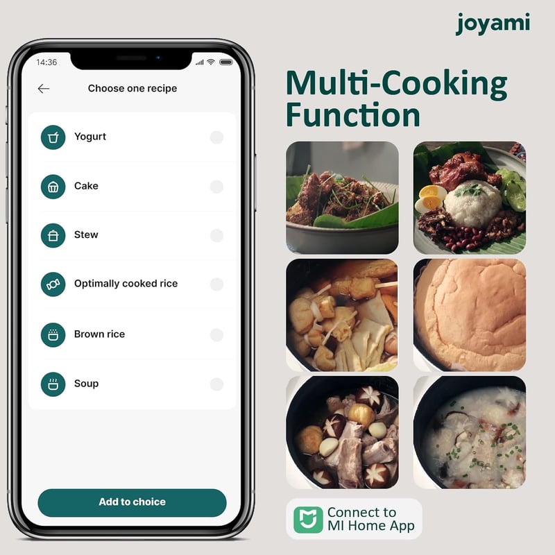JOYAMI Mini Rizsfőző 0,8L Tapadásmentes Edénnyel 1-3 Személyre Fehér