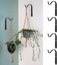 Joyan set de 4 cârlige de perete din fier negru pentru coșuri cu flori, felinare și hrănitori pentru păsări, decor interior și exterior 4