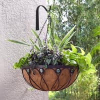 Joyan set de 4 cârlige de perete din fier negru pentru coșuri cu flori, felinare și hrănitori pentru păsări, decor interior și exterior 6