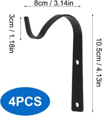 Joyan set de 4 cârlige de perete din fier negru pentru coșuri cu flori, felinare și hrănitori pentru păsări, decor interior și exterior 2