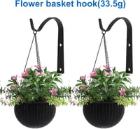 Joyan set de 4 cârlige de perete din fier negru pentru coșuri cu flori, felinare și hrănitori pentru păsări, decor interior și exterior 3