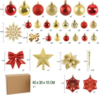 Joyblossom 120 db-os Karácsonyi Gömb Szett - Piros és Arany Műanyag Gömbdíszek Csillag Csúcsdísszel, Újrafelhasználható Karácsonyfadíszek Be 2