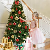 Joyblossom 120 db-os Karácsonyi Gömb Szett - Piros és Arany Műanyag Gömbdíszek Csillag Csúcsdísszel, Újrafelhasználható Karácsonyfadíszek Be 5