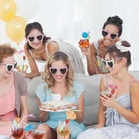 Joycabin Lánybúcsú Kiegészítő Szett 20 db - 10 Szív Alakú Napszemüveg és 10 Hajgumi Menyasszonynak, Lila, Esküvői Party Kellék 6